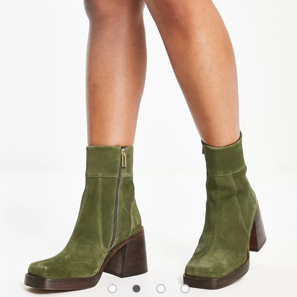 ISO these Asos Region suede mid-heel boots in khaki - Picture 2 of 3